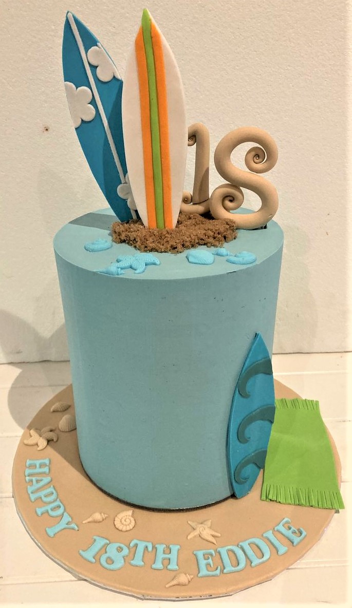 Surfboard cake - Cake Chemistry by Genevieve