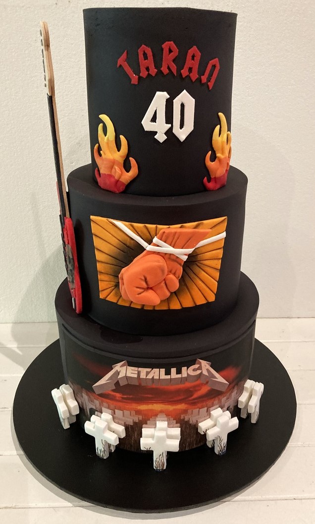 My uncle made this cake for my aunt's birthday : r/Metallica
